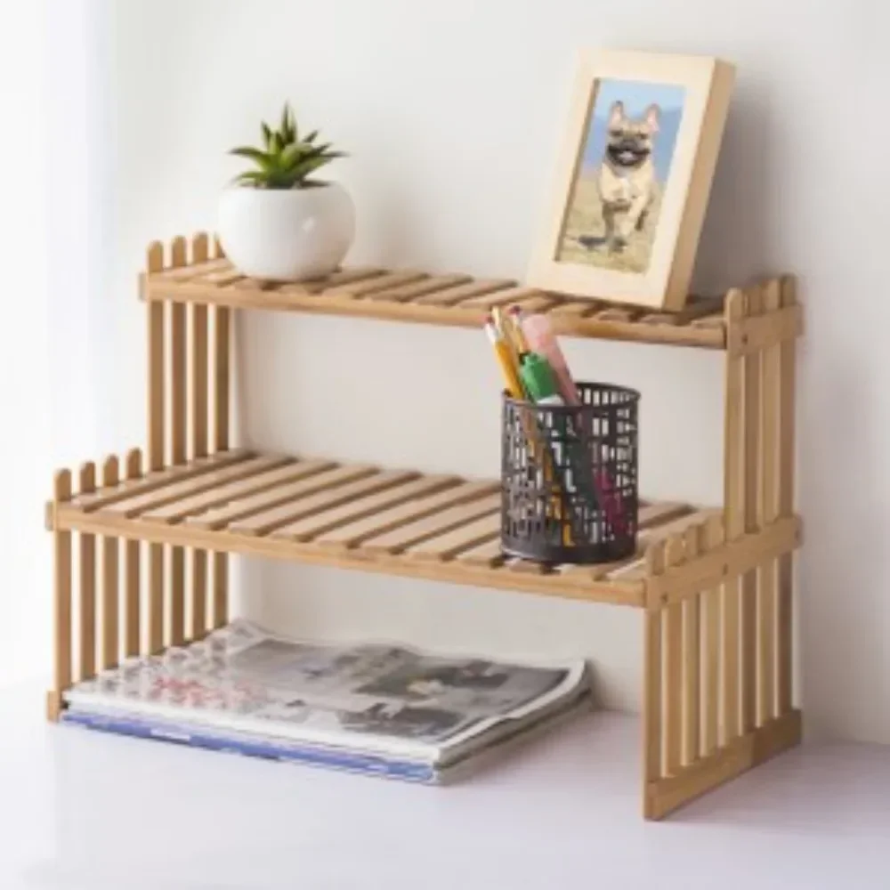 Indoor Plant Stand Desktop Display Shelf Bamboo Kitchen Seasoning Rack Balcony Flower Shelves Office Tea Table Windowsill Holder