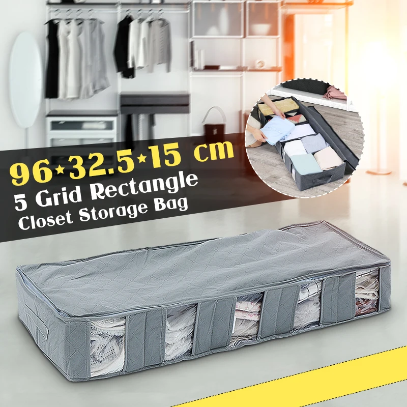 

5 Grid Rectangle Storage Bag Organizer Box Clothes Quilt Foldable Home