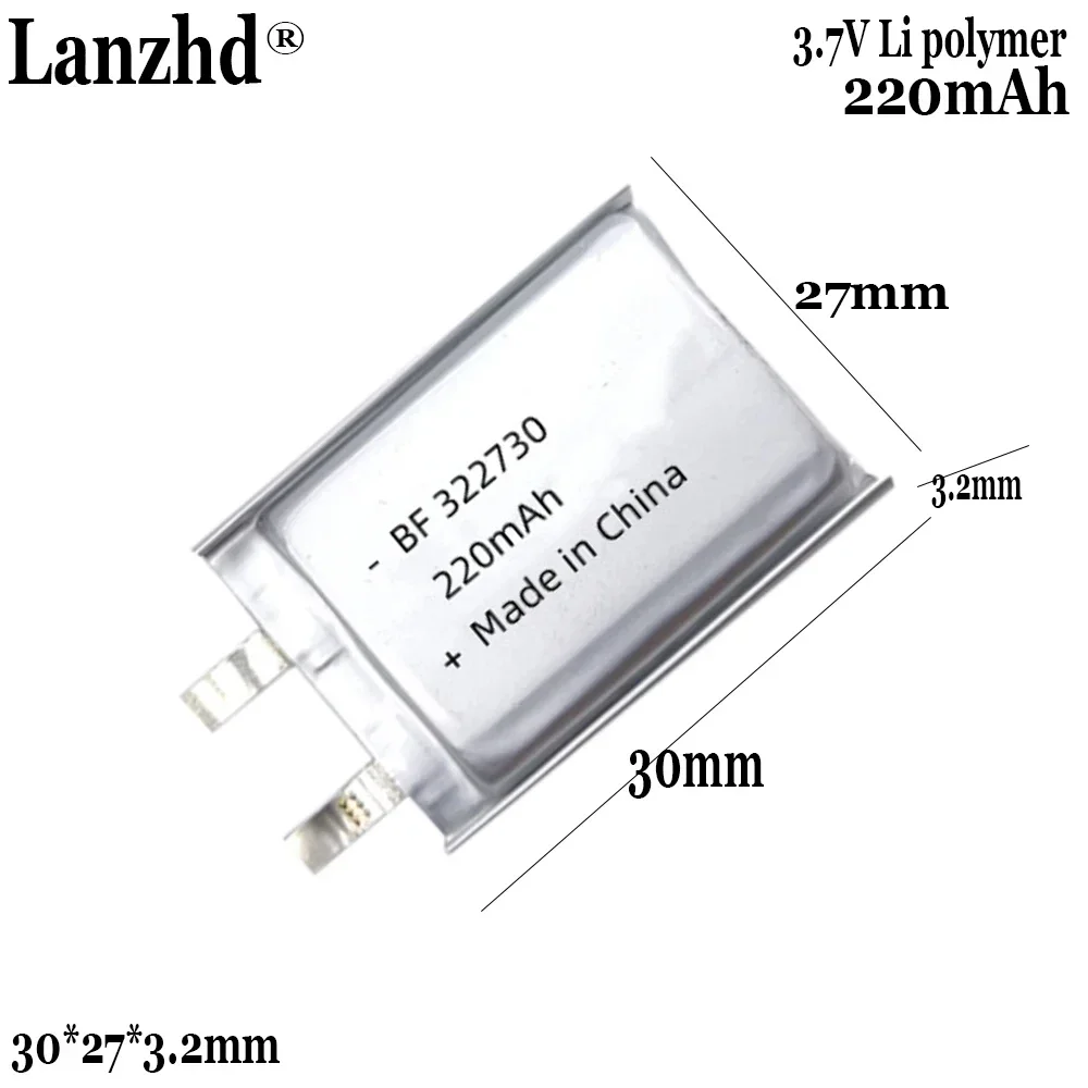 

3.7V Li battery 322730 polymer lithium battery For LED light Mp3 GPS smart watch speaker 220mAh