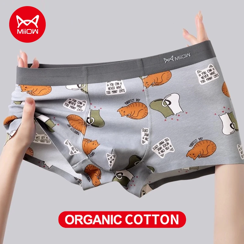 

MiiOW, 3 шт., мужские хлопковые боксеры, трусики с мультяшным принтом, нижнее белье, антибактериальные мужские трусы, дышащие мужские трусы-боксеры, L-5XL