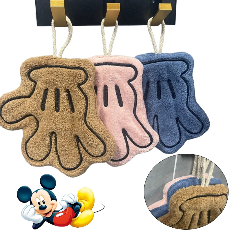 

Disney Mickey Hand Towel Cartoon Hanging Double-layer Thickened Speed Dry Absorbent Hand Cloth Home Kitchen Bathroom Supplies