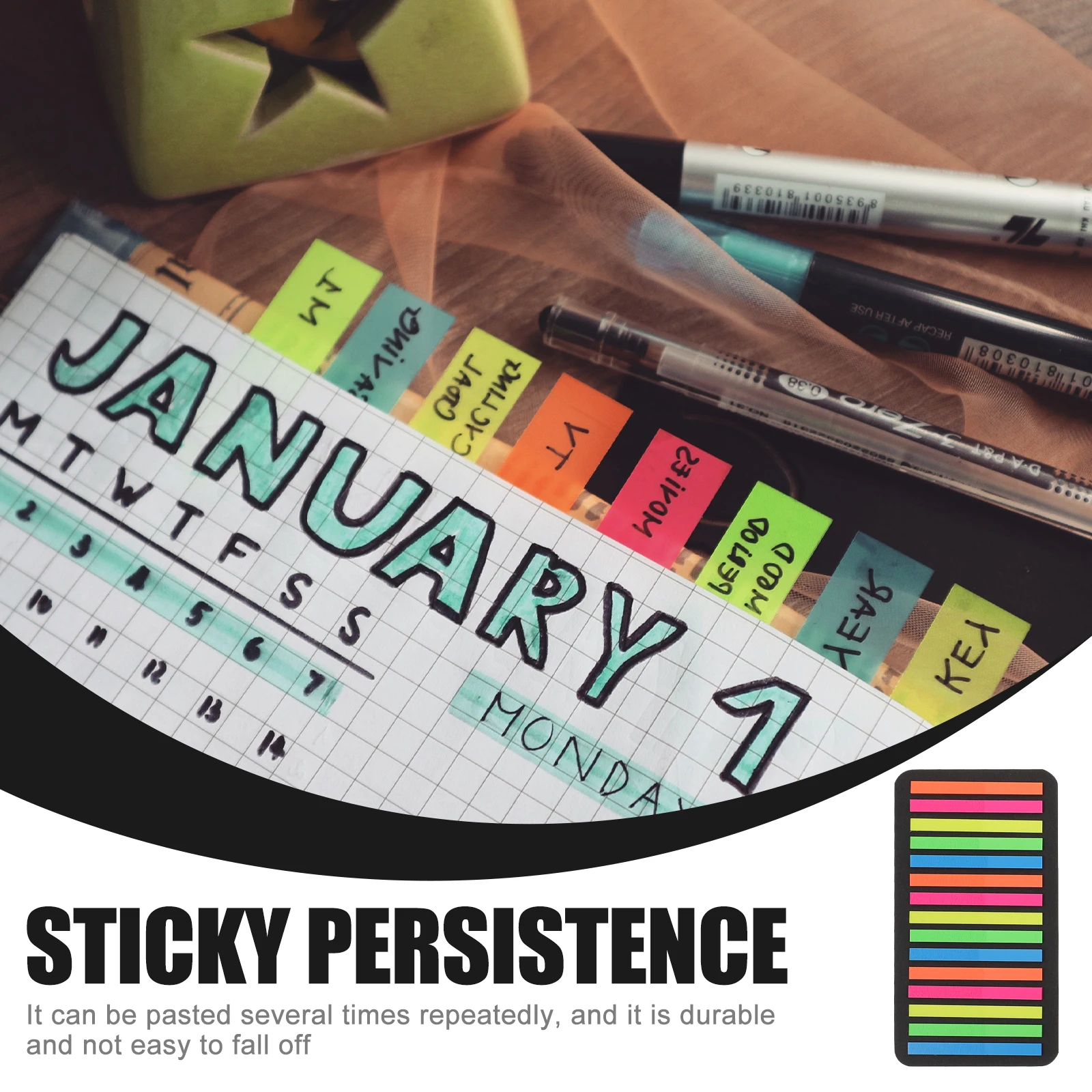 

6pcs Colorful Note Reading Strips Sticky Tabs Office Notepads Learning Accessories Highlight Strips For Students Teachers