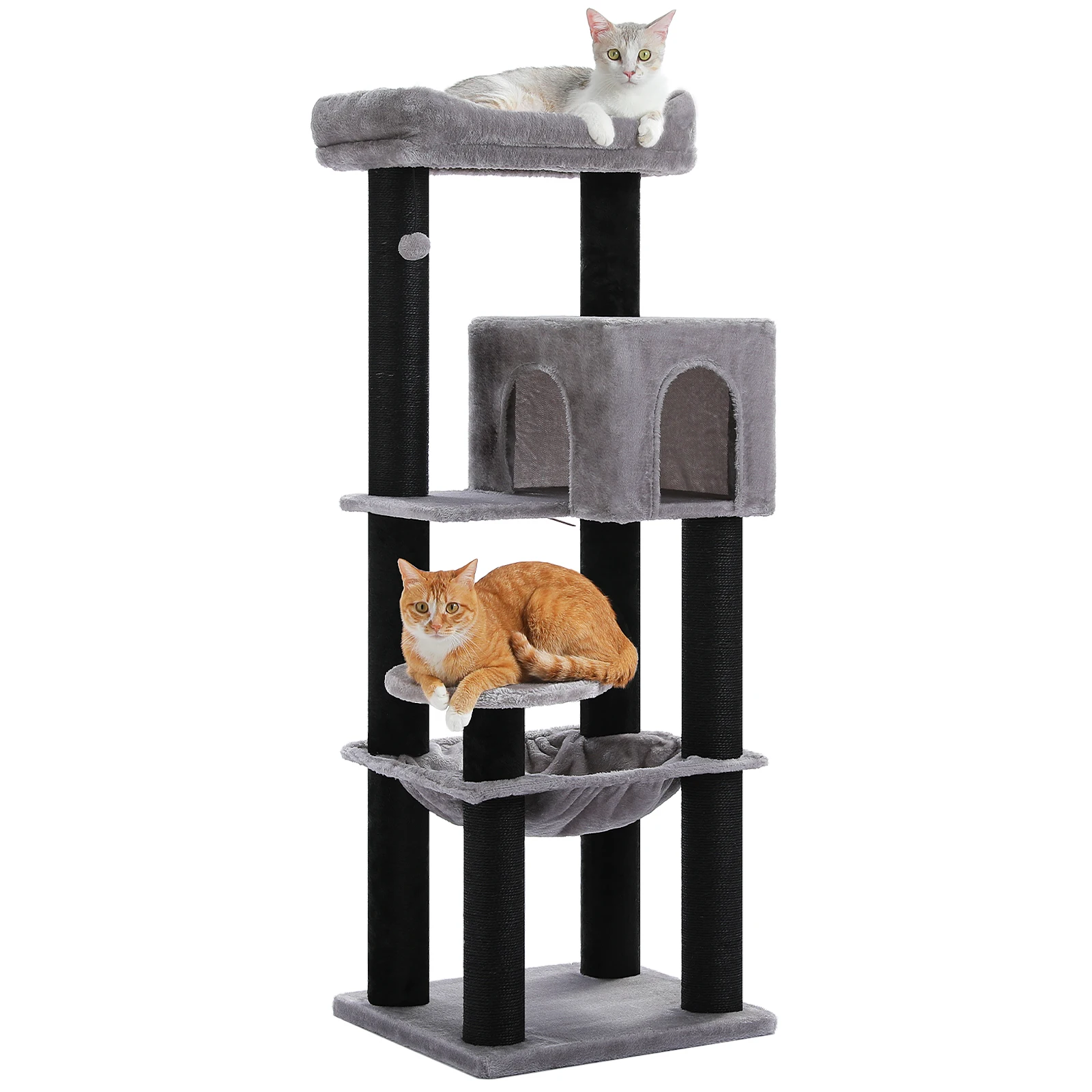 Großer Kratzbaum mit dicken Kratzbäumen, große Eigentumswohnungshängematte, robuster Katzenturm für große erwachsene Katzen, Plüsch-Katzenmöbelspielzeug