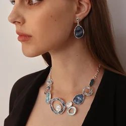 Metal Alloy Necklace MeiceM Luxury Geometric Fashion Female Pendant Necklaces Set Women's Mother's Gift Accessories Women