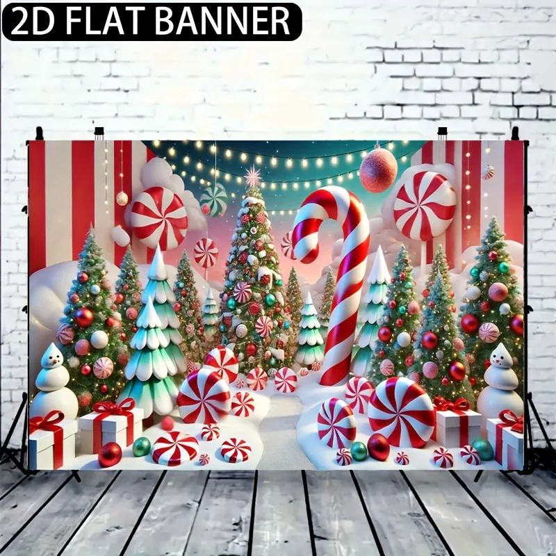 VIKAMA Christmas Candy-Themed Tapestry Living Room Feature Wall Children's Room Decor Christmas Party Room Decor