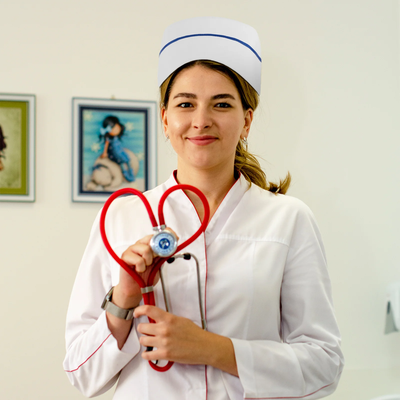 

Breathable Nurse Hat in White Soft Cotton Fabric Sweat Absorbent Lightweight Design for Daily Wear Or Cosplay Event Costume