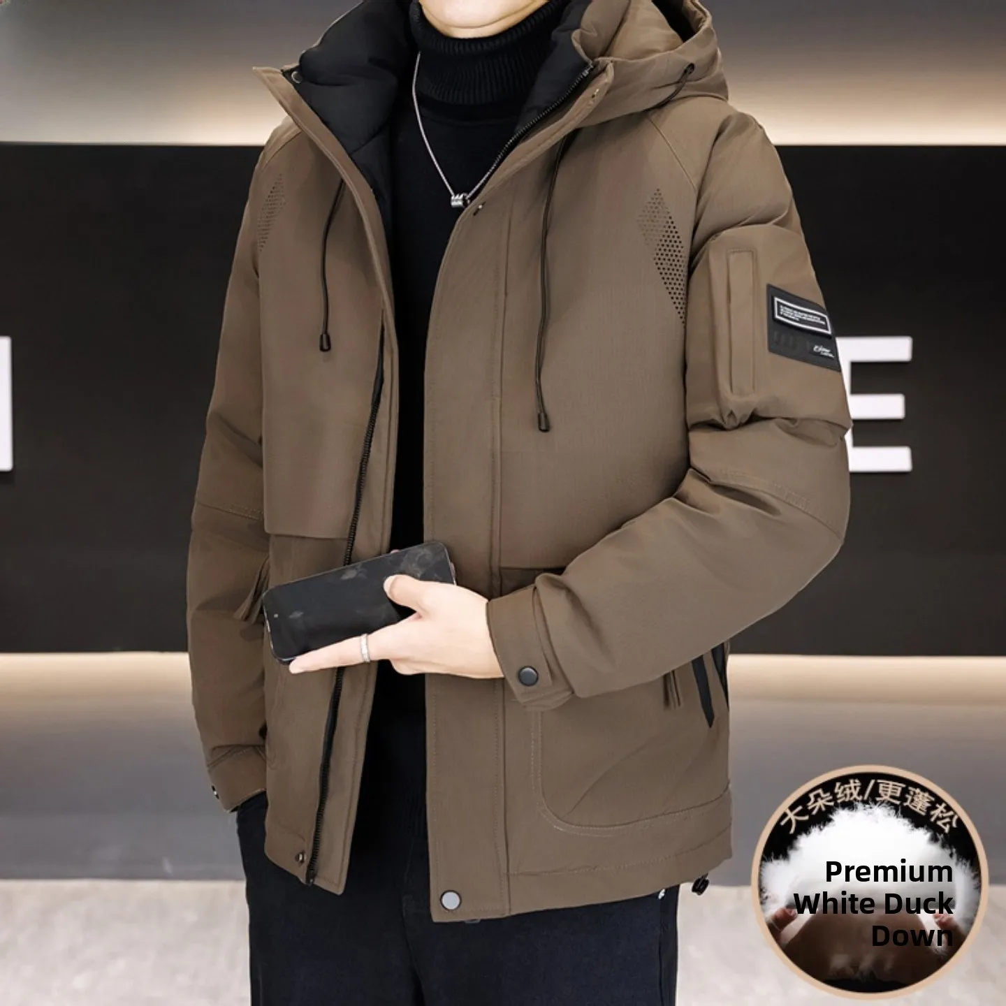 

Pierre Cardin Men's Winter Thiened down Jaet Hooded Workwear Windproof Warm Outerwear Versatile Ci Casual Sle Zipper ...