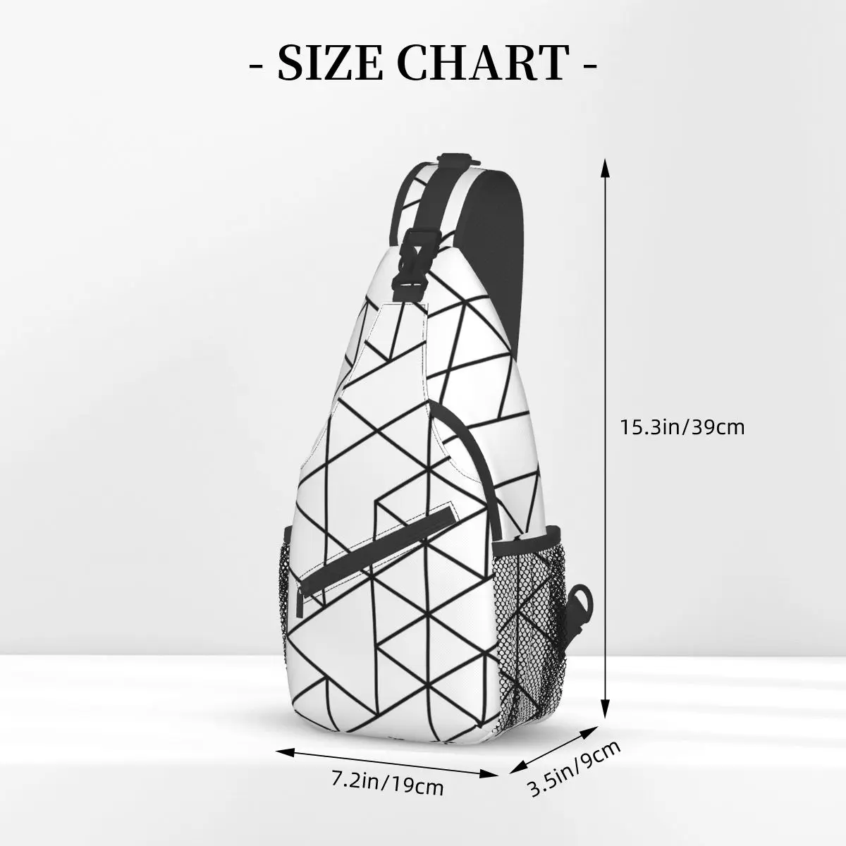 Triangles Black White Sling Bag Chest Crossbody Shoulder Backpack Outdoor Sports Daypacks Modern Scandinavian Men Women Pack