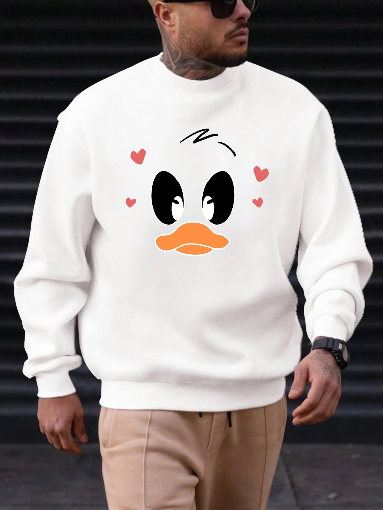 

2025 New Men's Cotton Sweatshirt Duck Pattern Printing Round Neck Fashion Casual High Quality Daily Top Clothing