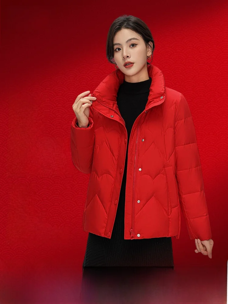 

Snow Mid-Fly Spring 2023 Women's Short Stand Collar Casual Korean Style Slimming down Jacket Warm Polyester Fiber Duck down