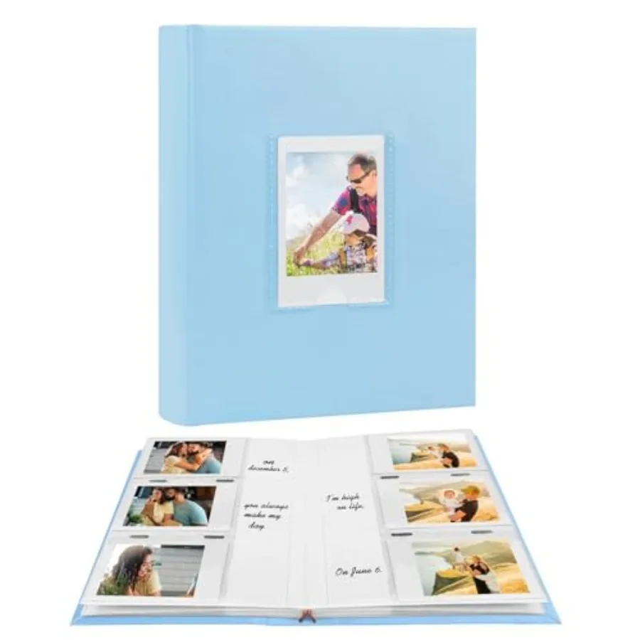 

Photo Album for Fujifilm Instax Mini Camera, Leather Cover, 180 Pockets 2x3 Photo Album with Writing Space for Instax Mini 12 1