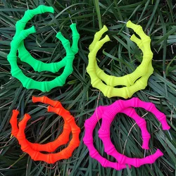 New Punk Large Colorful Bamboo C-Shaped Hoop Earrings for Women Acrylic Big Circle Huggies Earring Nightclub Party Jewelry