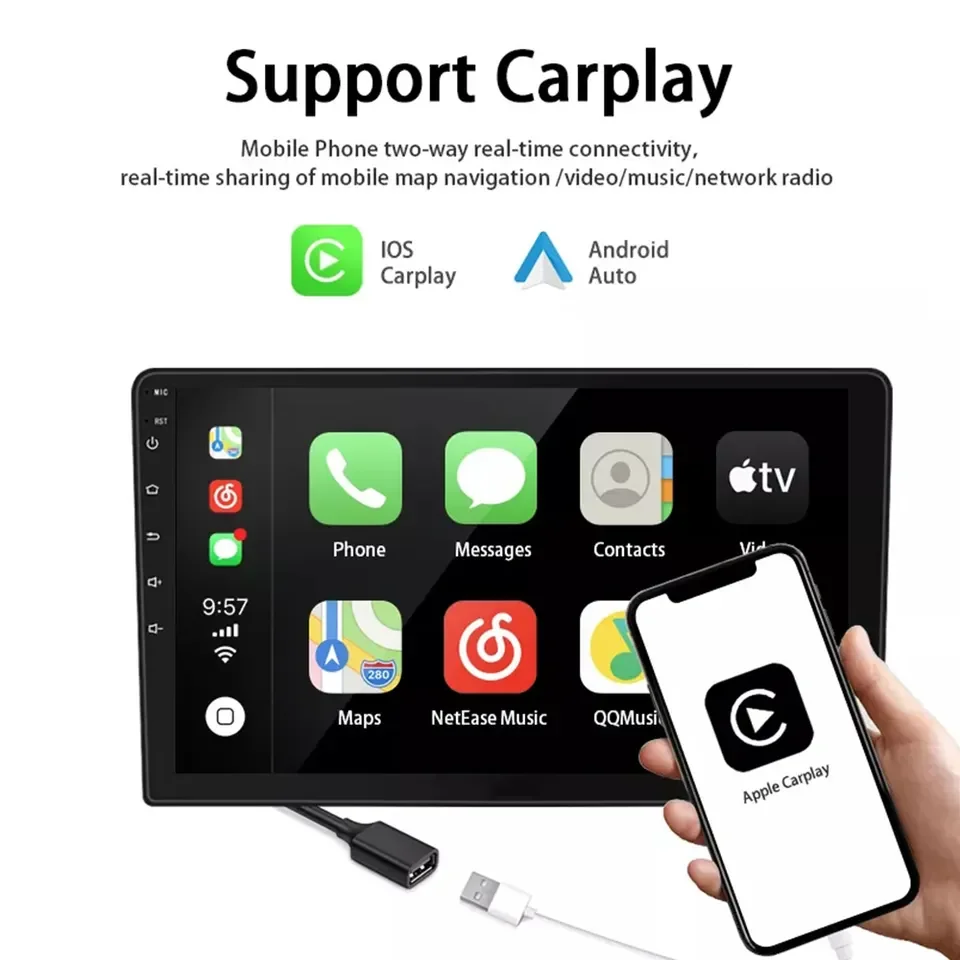 TS18 9inch 8core Car Stereo Carplay Android Universal 4G OLED Built-in GPS DSP Dashboard Mount FM