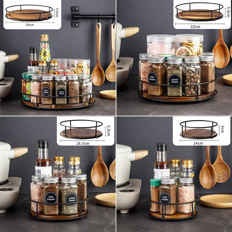 360 Degree Round Wooden Organizer for Home Kitchen Pantry Rotating Lazy Susan Turntable Versatile Rotating Storage Rack