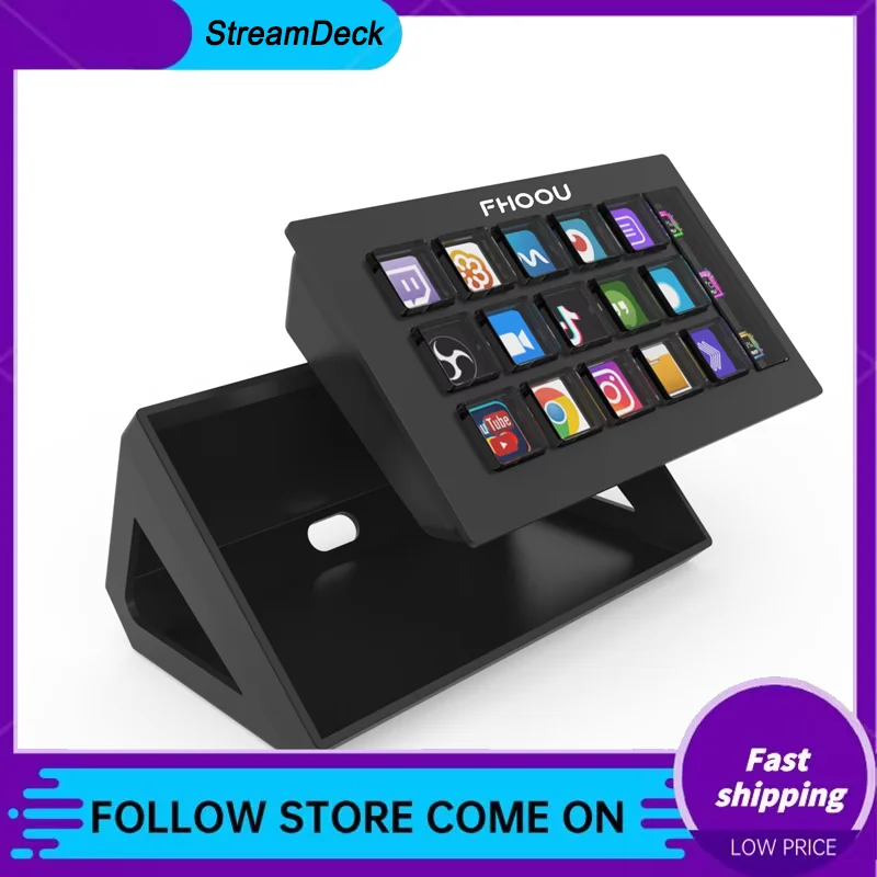 StreamDeck Visual Keyboard LCD Button 15 Keys Button Stream Deck Customized Live Content Creation Controller For Win/MacOS Gifts