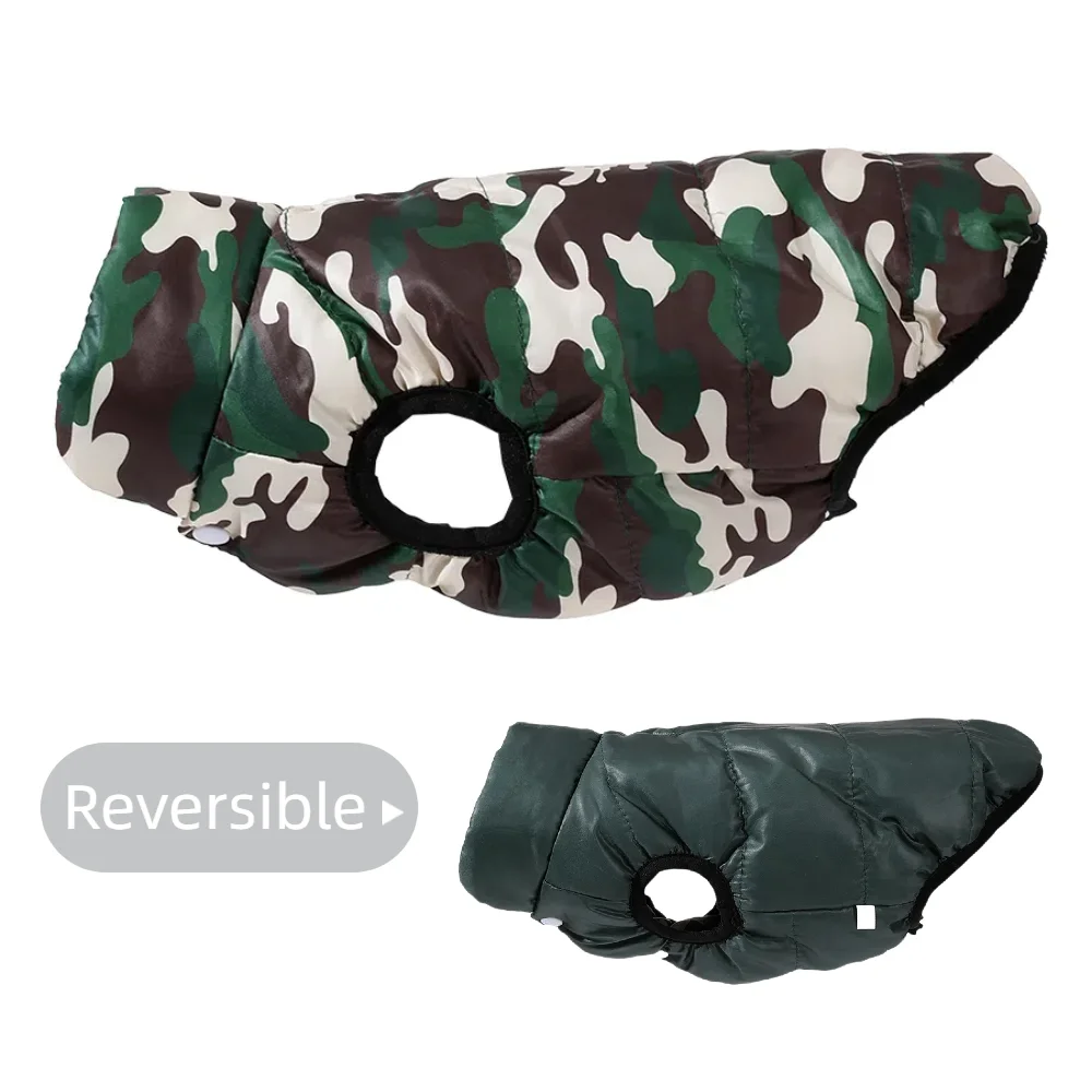 Wasserdichte warme Hundekleidung für kleine und mittelgroße Hunde, wendbare Winter-Haustierjacke, gepolsterte Weste, leichtes Welpenmantel-Kostüm – Detail 12