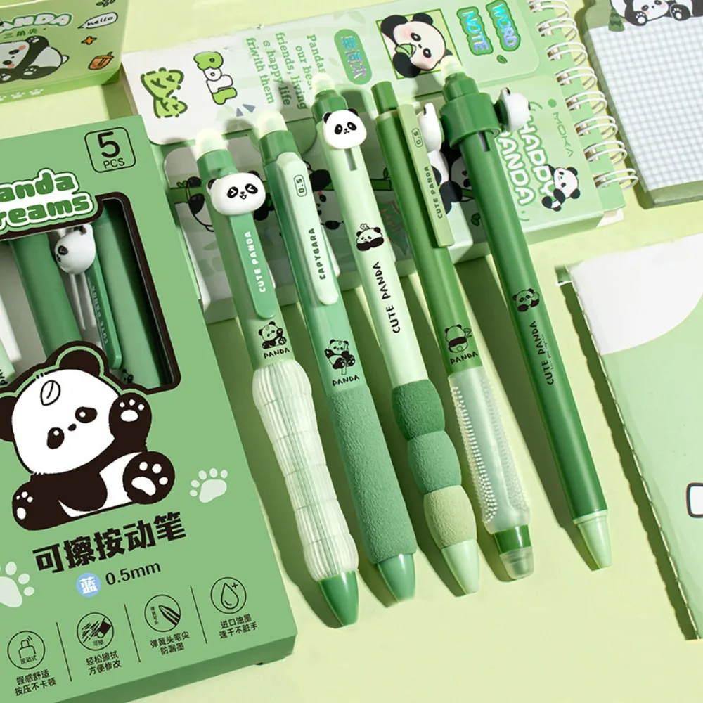 

5PCS/Box Cute Plastic Gel Pen Soft Cloud Grip Press Type Ballpoint Pen Wipeable Quick Drying Writing Tools School Office