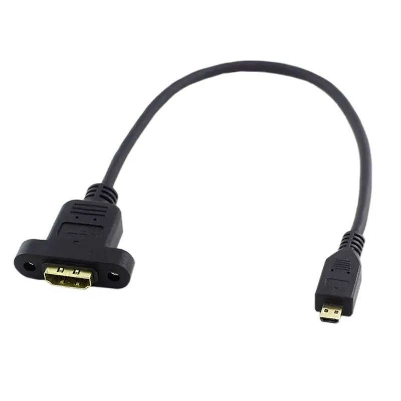 HD Micro/Mini HDMI Compatible Male To HDMI Compatible Female Ear With Screw Holes For Fixing Panel Cable A Female To D/C Male