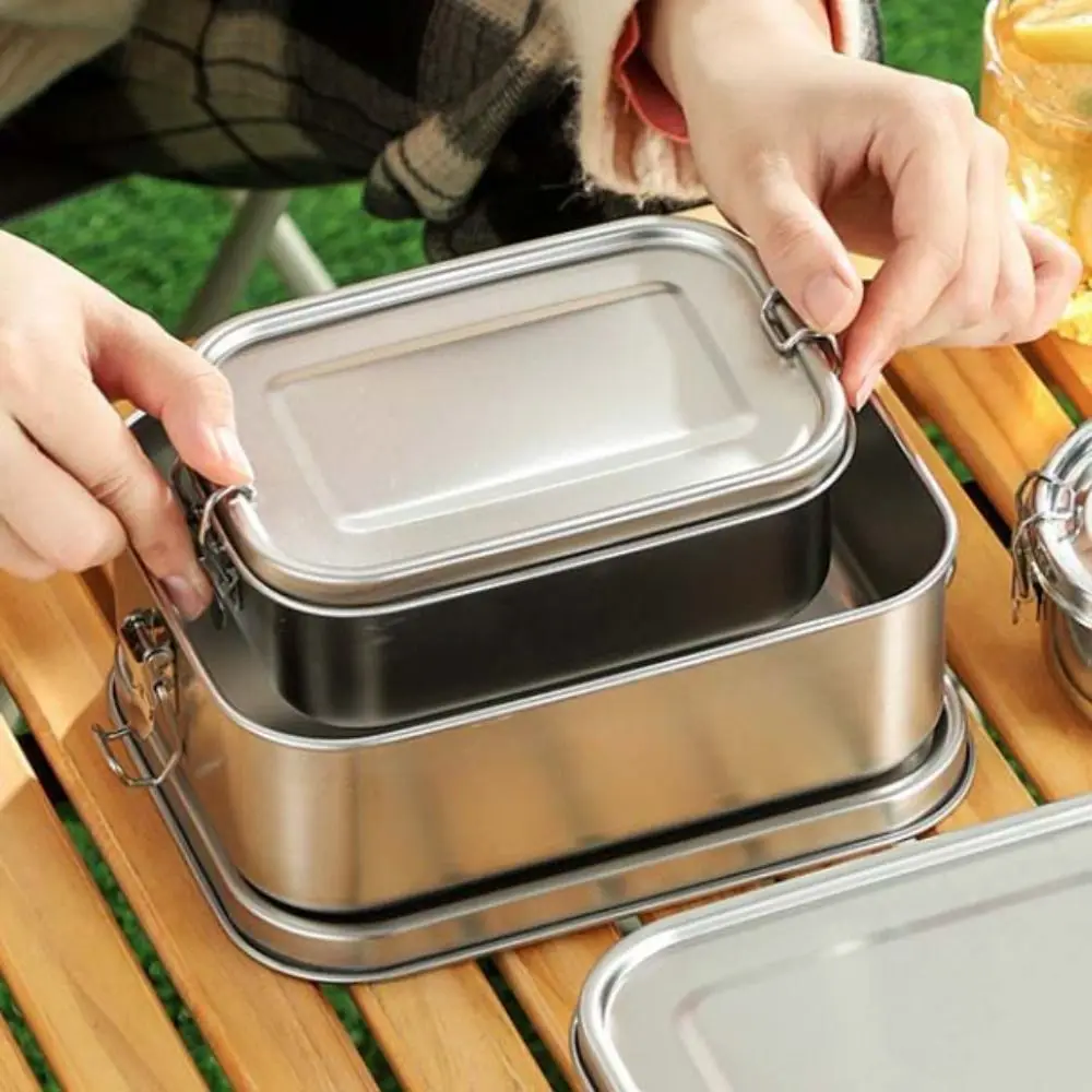 Rectangular 304 Stainless Steel Lunch Box Removable Partitions with Sealing Strip Fresh-keeping Box Leakproof Separated - view 4