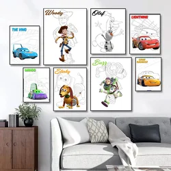 MINISO Disney Movie Characters Story Characters Poster Toy Story Cars Canvas Painting Wall Art Poster Home Decor Kids Room