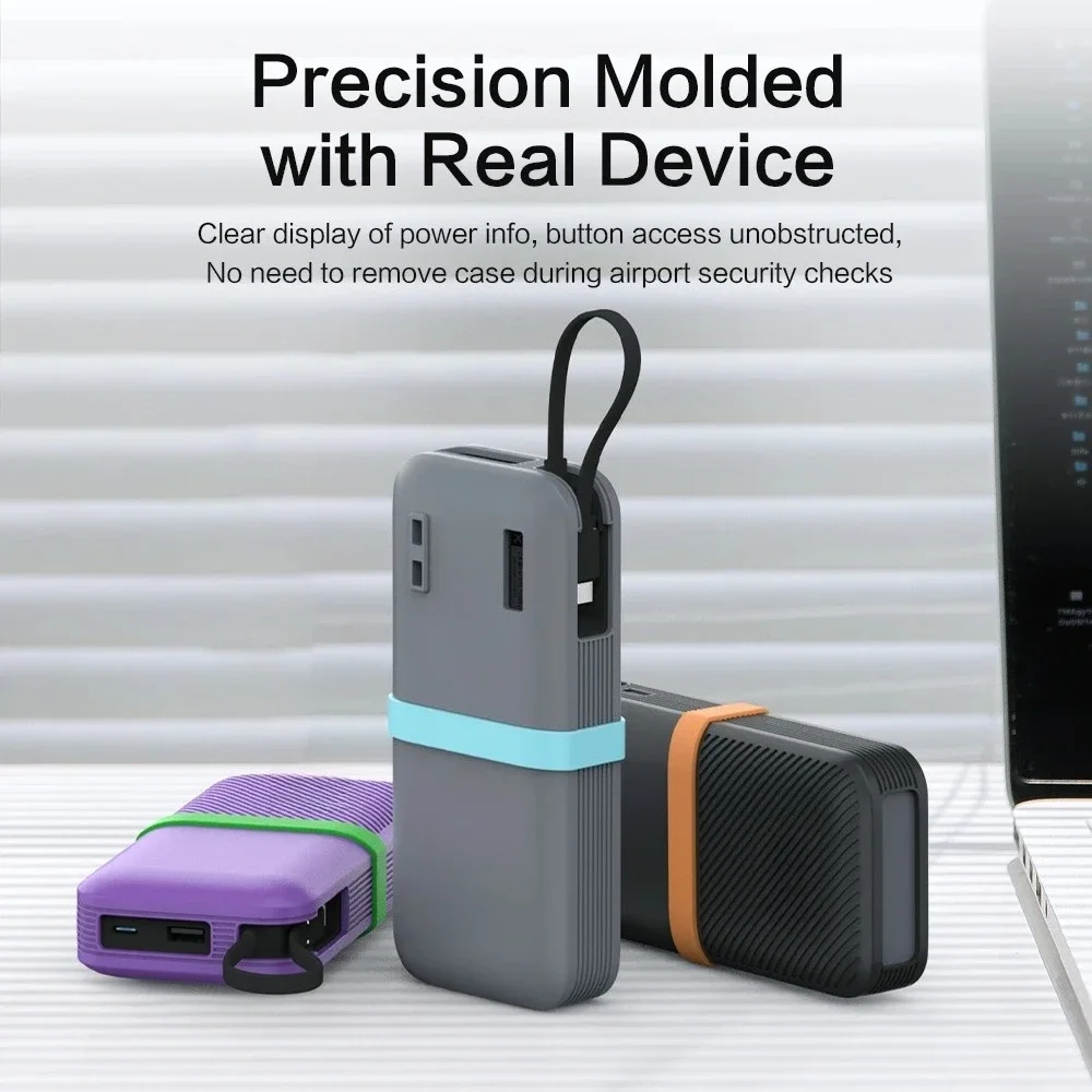 (Only Case) For CUKTECH CP25 20000mAh Power Bank 55W Two-Way Fast Charge Silicone Anti-Drop Protective Case With Cable Strap,