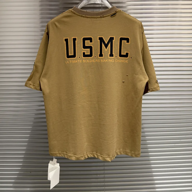 2026 Men's Women's High Street Streetwear Brand Protocol T-Shirt New Hip Hop Trend Hole Short Sleeve