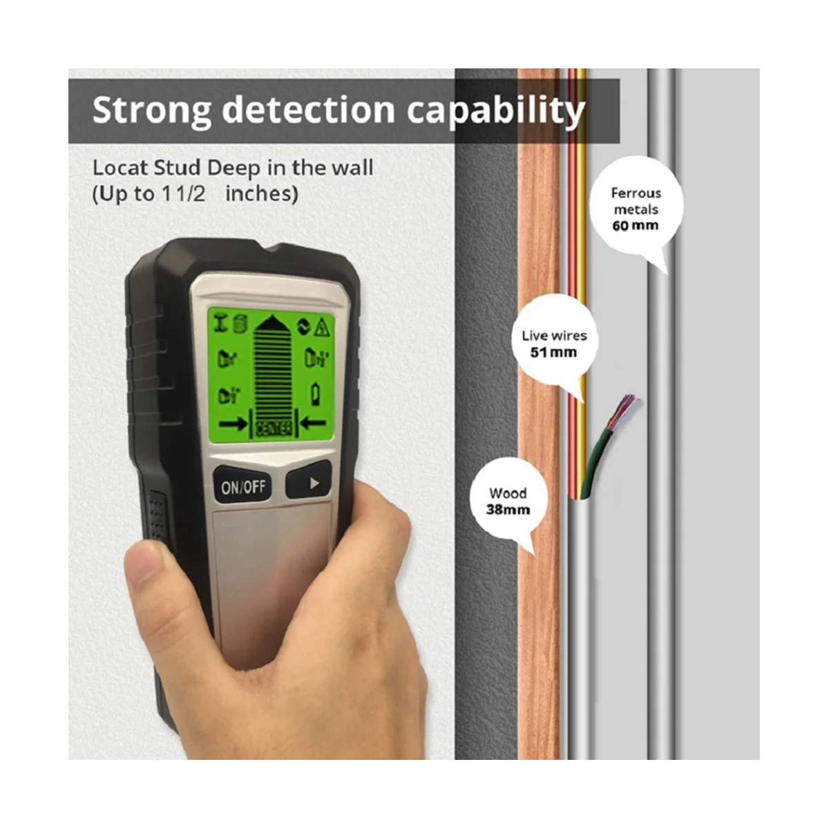Wall Scanner 3 in 1 Electronic Stud Sensor Wall Wood Detector Beam Detector Stud Detector with HD LCD Display Wood Metal