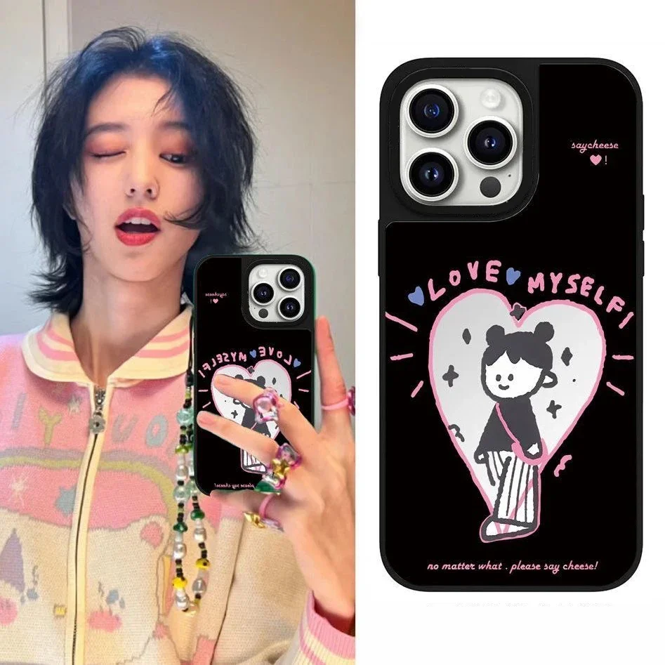 Зеркальный чехол для телефона с надписью «Love Myself», чехол для IPhone 11 12 13 14 15 Pro Max, чехол для IPhone 15 Pro Max