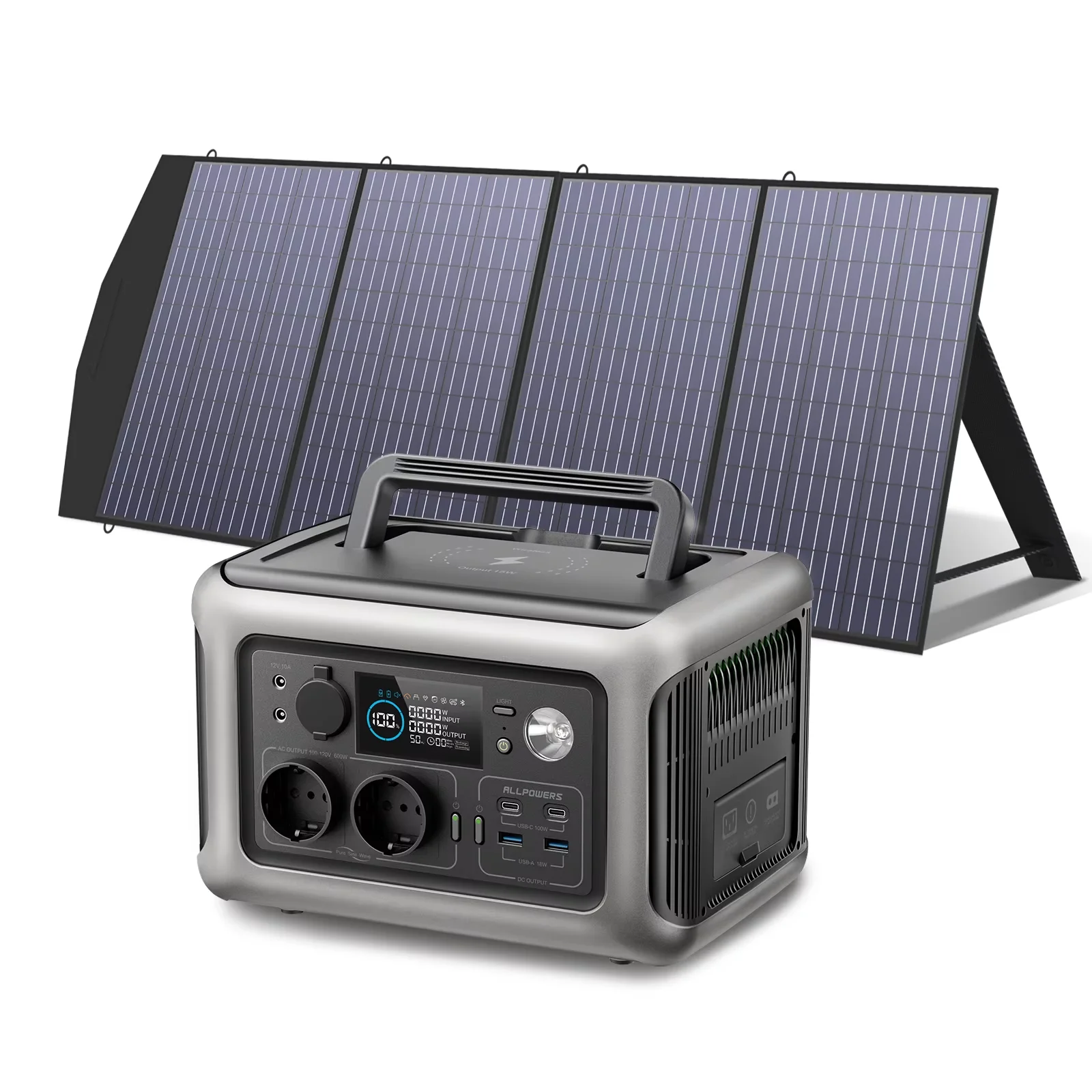 ALLPOWERS R600 299Wh Solar Generator 600W Portable Power station & 100W / 140W / 200W Flexible Solar panel for Home Camping RVs
