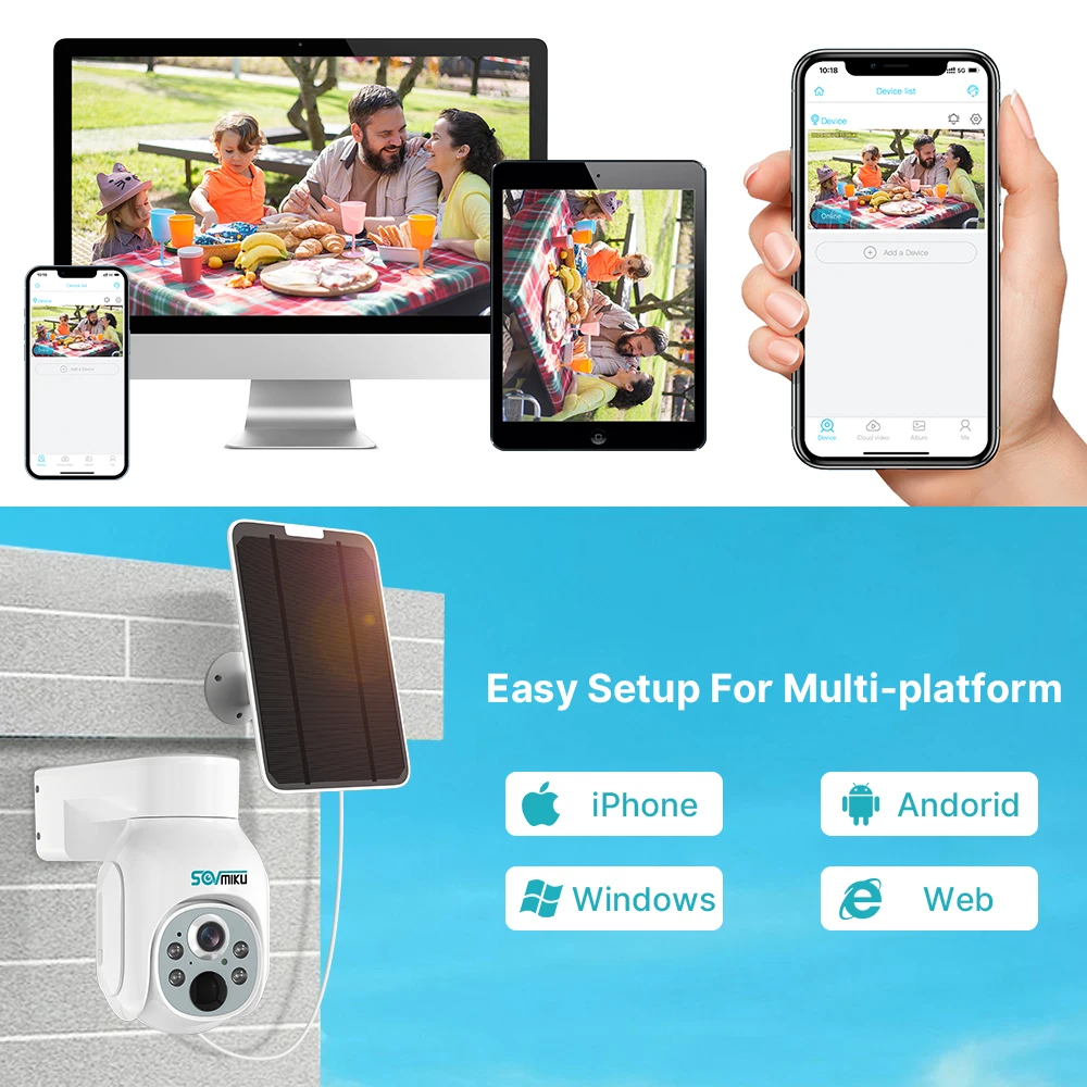 Solar Camera 4G SIM 3MP PIR Human Detection Wireless Outdoor Surveillanc PTZ IP Camera With Solar Panel Security Protection