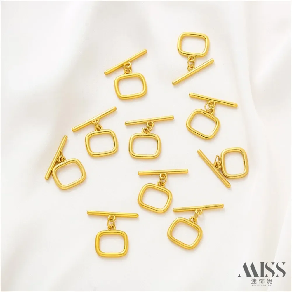 Ancient Gold OT Buckle Surface Square IQ Connection Buckle 18K Handmade DIY Bracelet Buckle Jewelry Ending Buckle Accessories