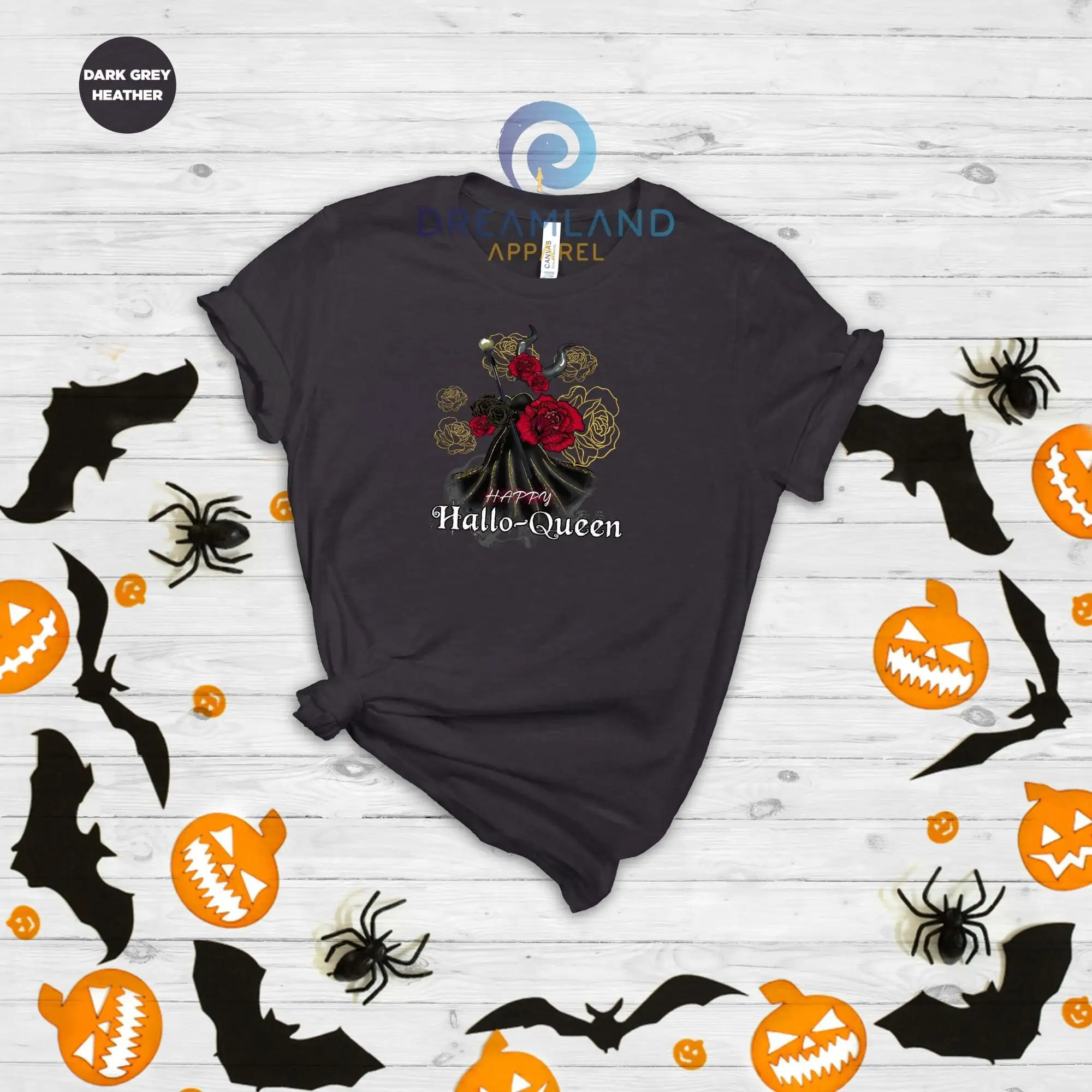 Happy Hallo Queen T shirt Women Halloween SweaT Floral Pumpkin Horror Witch Fall Party