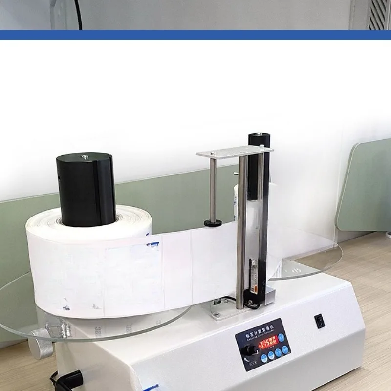 Adjustable speed self-adhesive label rewinder, rewinder, can count sheets for several meters