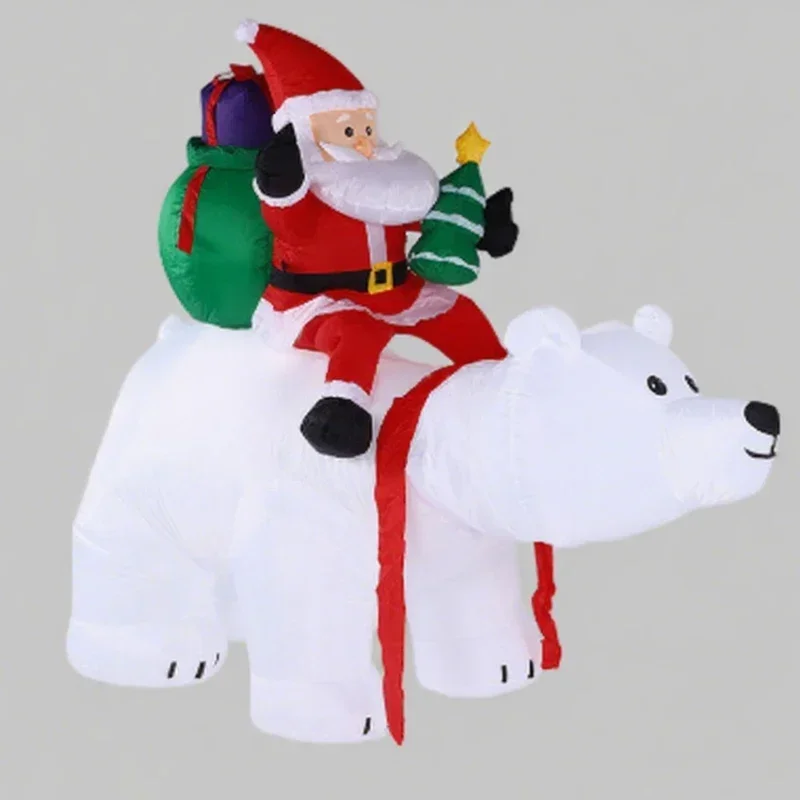 Decoration of Christmas 2.1m Light Emitting Diode Inflatable Balloon Santa Ride Polar Bear Christmas Ornaments