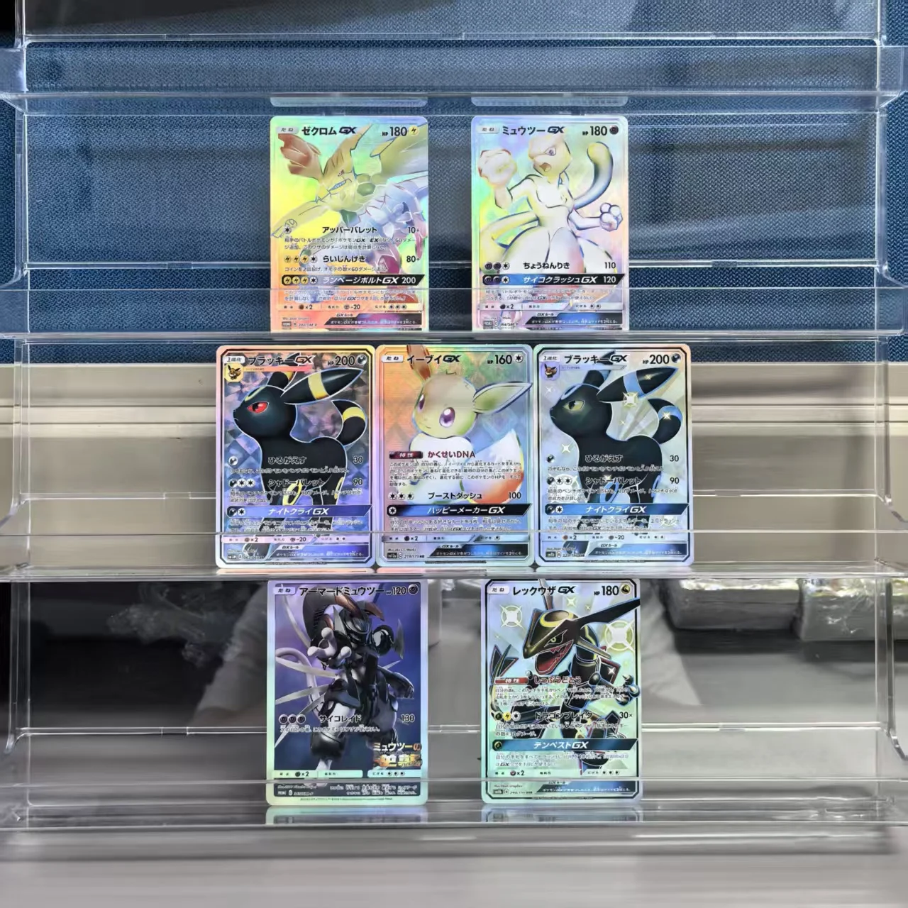 

7Pcs Japanese Pokemon Collection Cards Eevee Umbreon Rayquaza Mewtwo Zekrom GX Classic Game Anime Cards Toys