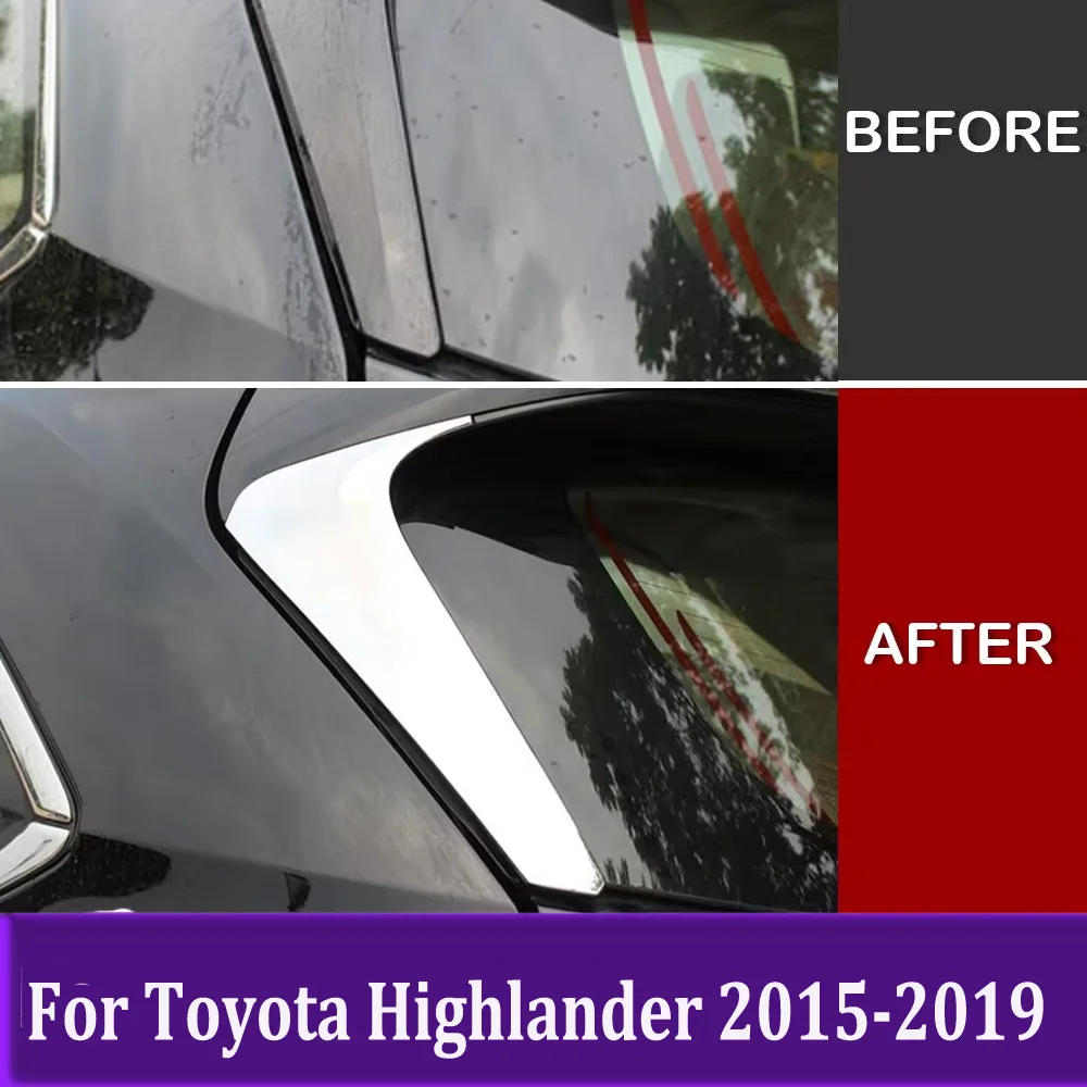 

Chrome Rear Window Louvers Spoiler Cover Trim Exterior Accessories For Toyota Highlander 2015 2016 2017 2018 2019