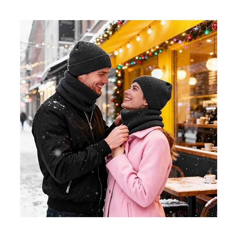 Fleece Lined Neck Gaiter Scarf, Windproof Warm Winter Face Mask Balaclava for Men and Women, 2 Pack Set