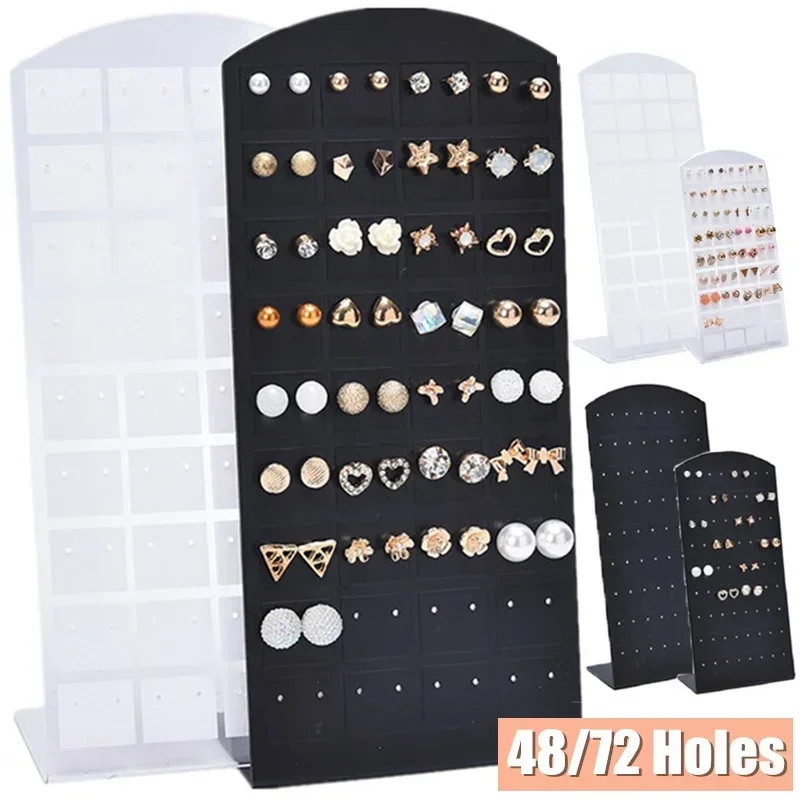 1/2 pçs 48-72 buraco brinco orelha studs jóias rack de exibição brincos expositor rack mini l forma orelha parafuso prisioneiro jóias mostrar titular