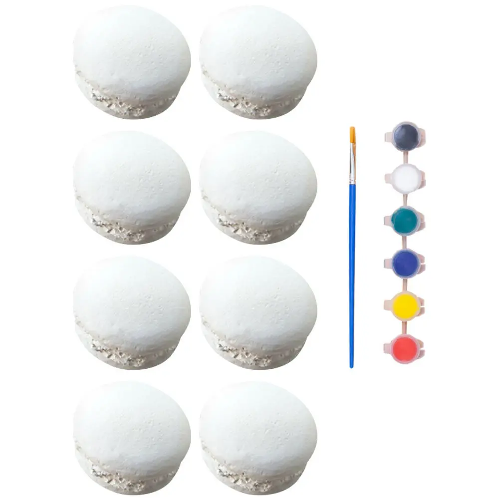 1Set Premium Gypsum Macarons Biscuit Craft Set for Kids Unfinished Models Easy Painting Staining Creative Imagination Building