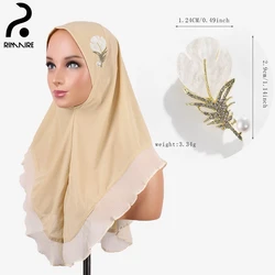 Beige Instant Muslim Hijab Brooch Set Breathable Turban Shawl High Quality Solid Headscarves Pin Daily Gifts Wholesale RIMAIRE