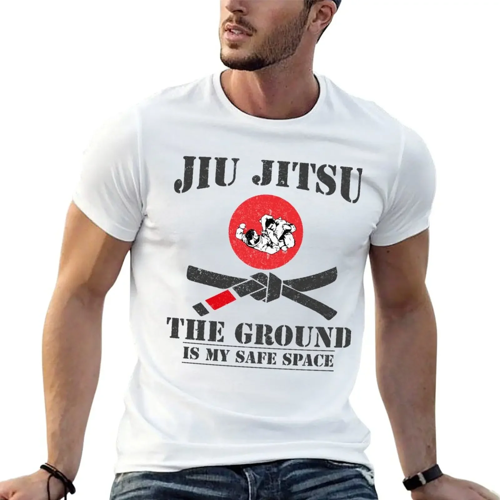 

The Ground Is My Safe Space - Funny Bjj Brazilian Jiu Jitsu Grappling T-Shirt anime t shirts mens tall t shirts