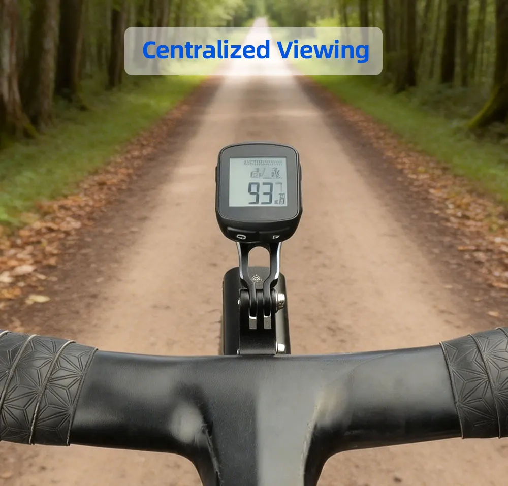 Integrierter Fahrrad-Lenker-Tachometerhalter mit 3 Basishaltern, passend für Garmin Wahoo Bryton, Doppeladapter für die Installation von Licht und Kamera – Detail 10
