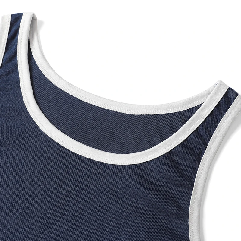 Herren-Tanktop, Sommer, einfarbig, weißer Rand, schmale Schulterpartie, modisch, Sport, Fitness, Freizeit, Basic, vielseitig, bequemes Oberteil – Detail 13