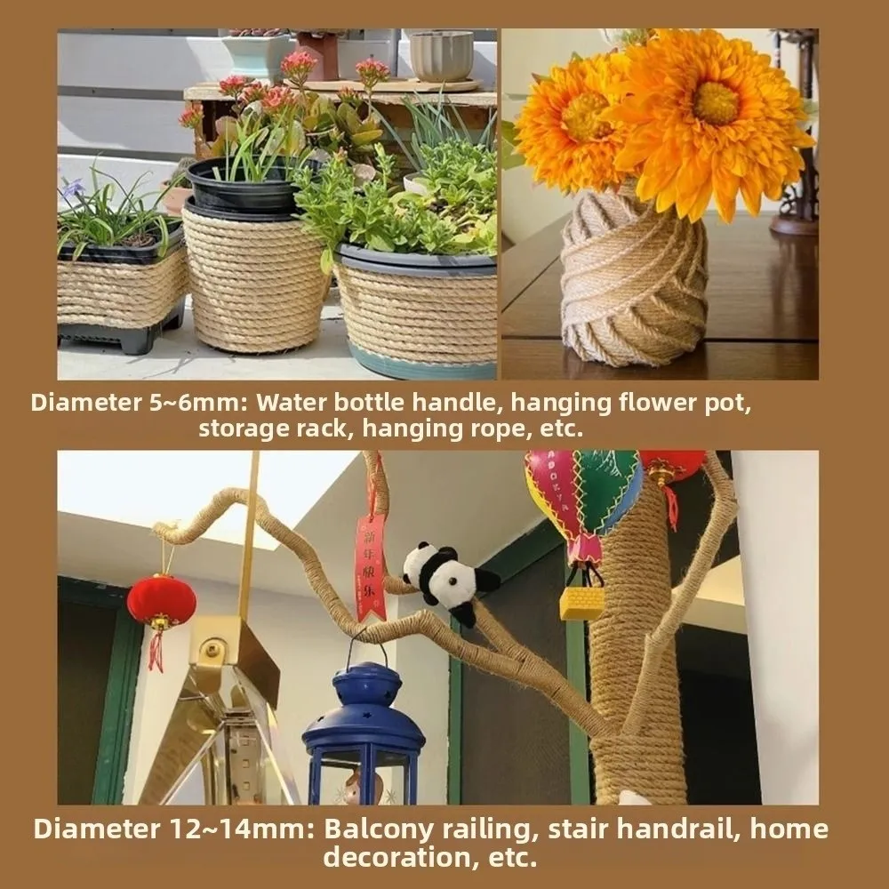 Farmhouse Style Rustic Jute Twine 2/3/4/5/6/14mm Crafts Sewing Jute Cord Long Reusable Macrame Cord Gift Wrapping