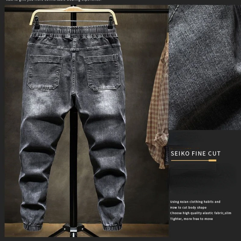 Spring Autumn Cargo Jeans Men Y2k Baggy Jeans Streetwear Hip Hop Trouser Elastic Waist Pockets Casual Denim Pants Men Clothing