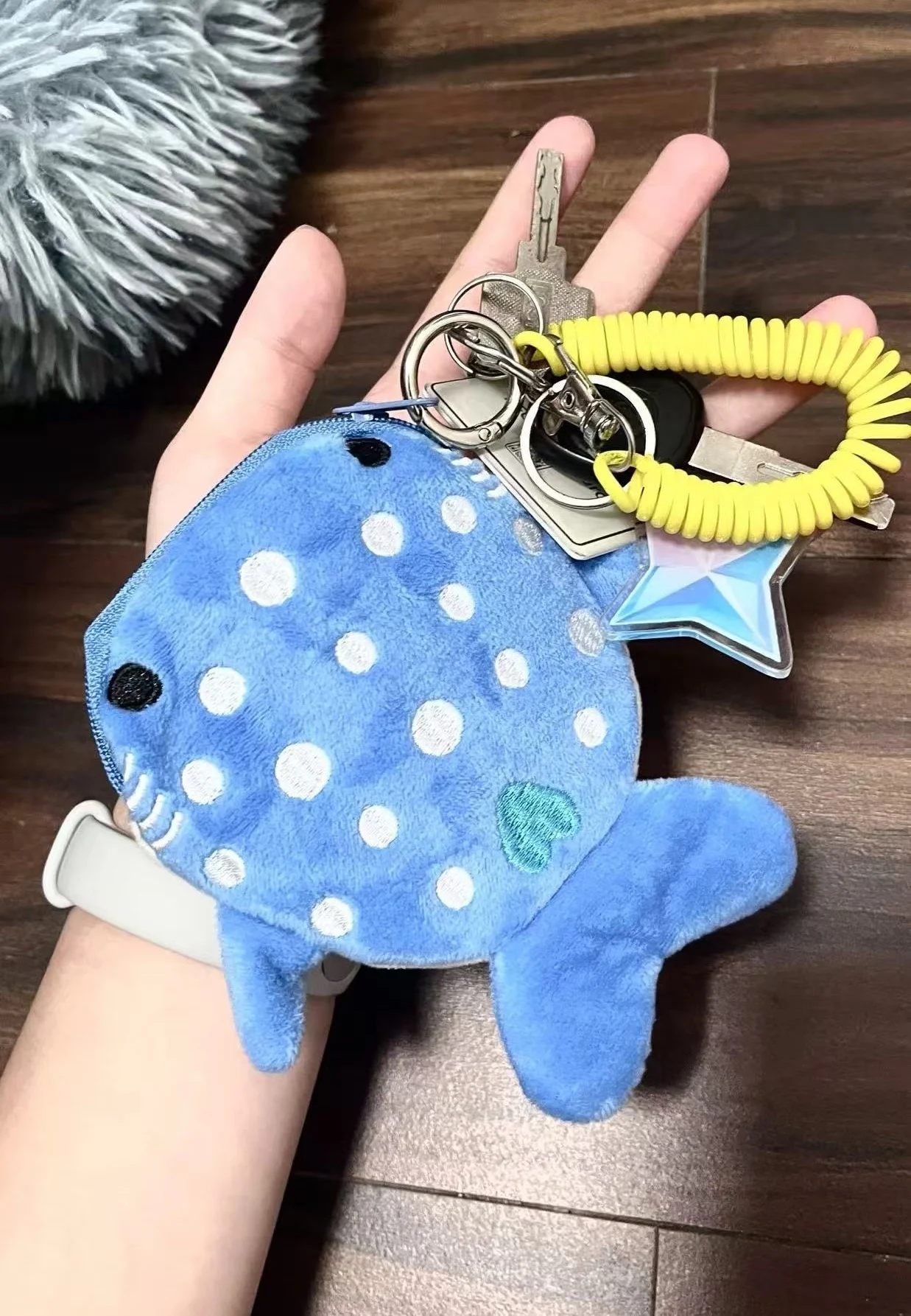 Shark Wallet New Cartoon Plush Bag Coin Wallet Coin Storage Bag Cute Bag Pendant Card Bag Data Cable Bag Zipper Bag