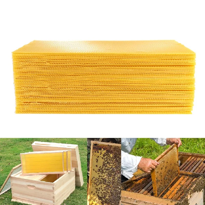 30Pcs Bee Hive Foundation Sheets, Deep Beeswax Foundation Sheets For Bee Frames Beekeeping Tool 41.5X19.5Cm