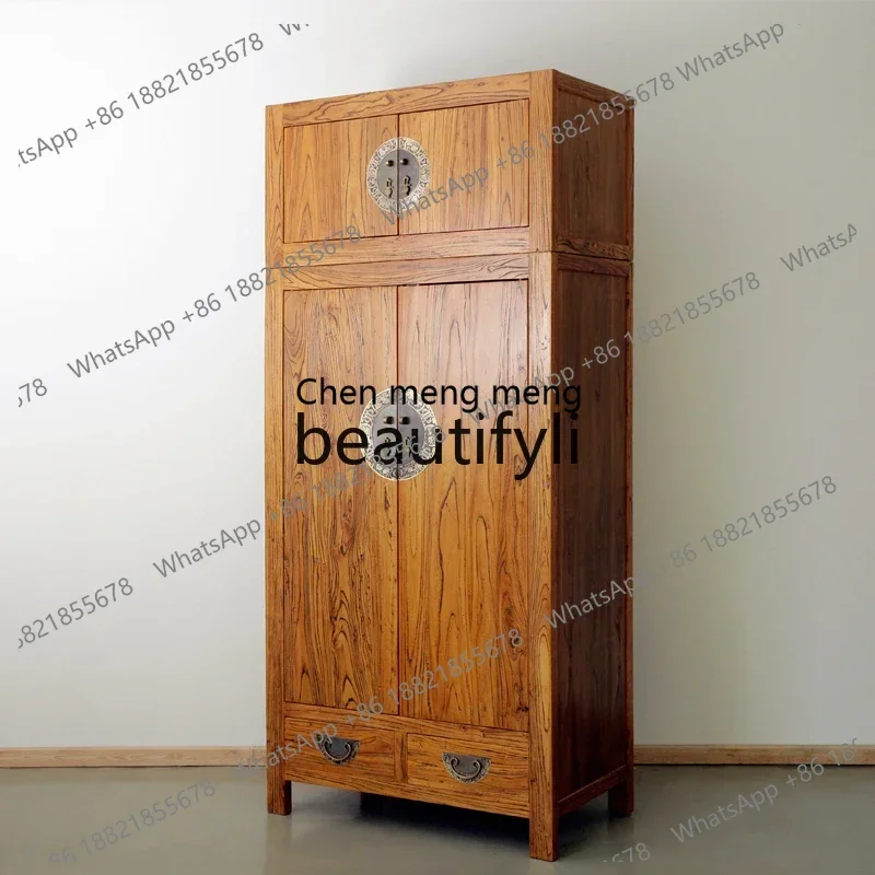 e5556EOld elm top box cabinet combination New Chinese classical storage furniture Multifunctional simple solid wood wardrobe