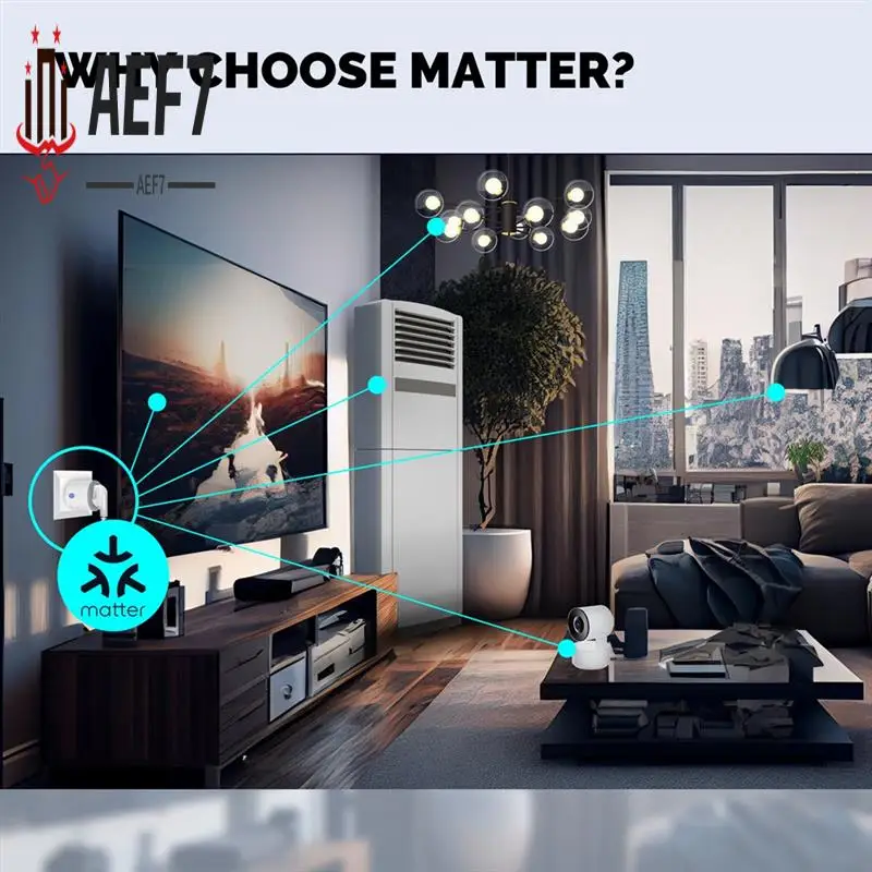 AEF7-2Piece Smart Plug Matter Wi-Fi Socket With Energy Monitor Function Work With For Homekit Google Home Alexa White ABS EU Plu