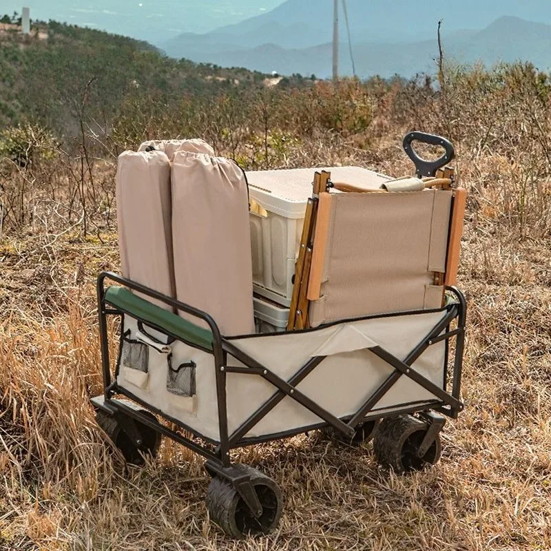 Picnic Foldable Camping Trolley Collapsible Practical Cart Portable Shipping Storage Cart Removable Hiking Outdoor Tools